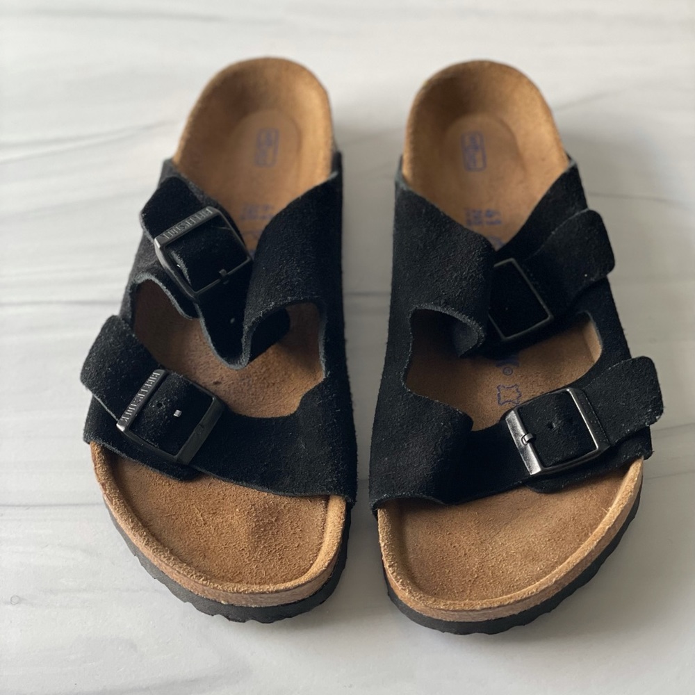 Birkenstock Arizona SoftFootBed Black Suede Sandal